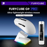 FURYCUBE G9 Souris de jeu ergonomique légère à six boutons PAW3311 sans fil tri-mode avec station de charge