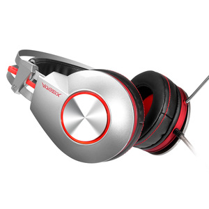 Casque de jeu Siberia K5U avec micro pour PC, casque antibruit, argenté et rouge - Product Image 2