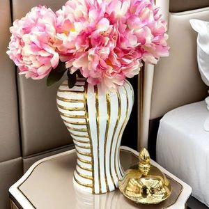 <span class=keywords><strong>Vase</strong></span> en céramique plaqué or, décoration artistique pour la maison, pot à gingembre en porcelaine pour la décoration de la pièce, meubles de salon, accessoires pour la maison - Product Image 2