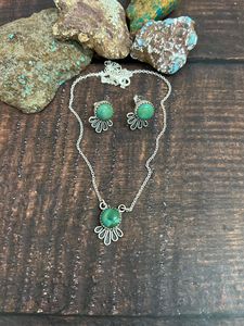 ชุดสร้อยคอและต่างหูเงินแท้ทำมือประดับด้วยพลอยคิงแมนเทอร์ควอยซ์สำหรับเป็นของขวัญ - Product Image 2