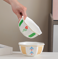 Ensemble de bols en céramique durables et écologiques de style bohème à fleurs de tulipes en relief de 6 pouces, pour salade, dessert, chocolat
