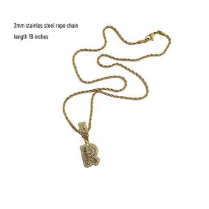 NS1394K collana a catena in corda di acciaio inossidabile per bambini con scritta in zircone carino collana con ciondolo iniziale - Product Image 4