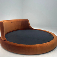 Lit rond en cuir de taille king size, pas cher, avec matelas