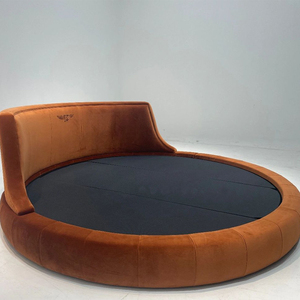 Cama Redonda de Cuero de Tamaño King Size, Económica, con Colchón - Product Image 4