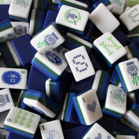 Jeu de tuiles de Mahjong américain style Chinoiserie brodé, vert marine, en acrylique quatre couches, 160 pièces, motif floral et dragon, vente en gros