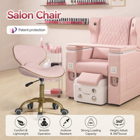 Madamcenter Chaise de technicien en manucure haut de gamme Chaise pivotante en cuir durable pour les salons de manucure Design pliable