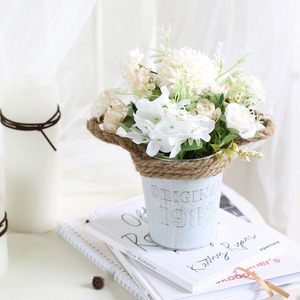 Pequeño juego de bonsái <span class=keywords><strong>Hortensia</strong></span> Rosa hierro imitación maceta plástico flor artesanía adornos para Acción de Gracias boda colgante de pared - Product Image 6