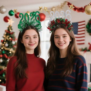 Năm mới bên headbands 2026 long lanh Sao tóc Hoop lễ hội thoải mái mũ nón cho lễ kỷ niệm màu đỏ và màu xanh lá cây - Product Image 3