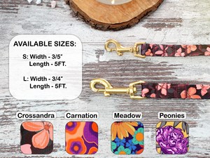 Laisse pour chien à imprimé floral avec deux mousquetons, couleurs personnalisables, adaptée aux races petites/moyennes/grandes - Product Image 3