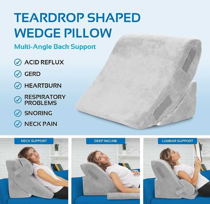 Memory Foam 4 PC Bed Wedge Pillows Set Orthopedic Wedge Pillow for ...