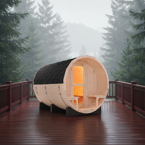 10% de descuento |   ¡En stock ahora! <span class=keywords><strong>Sauna</strong></span> de Barril de Pino Blanco Canadiense de Lujo de 8 pies - Spa de Jardín con Estructura de Acero y Vidrio - Product Image 2