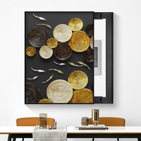 Peinture abstraite minimaliste moderne sur toile avec cadre en alliage d'aluminium, design sans perforation, fixation murale haut de gamme discrète