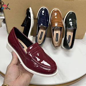 Comfortable Women's Chunky Heel Loafers Breathable Patent Leather Slip-On Winter Shoes for Casual & Party Use - Product Image 5