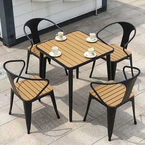 Combinazione Outdoor Cafe cortile Patio <span class=keywords><strong>tavolo</strong></span> <span class=keywords><strong>e</strong></span> <span class=keywords><strong>sedie</strong></span> per il tempo libero imposta <span class=keywords><strong>sedie</strong></span> <span class=keywords><strong>da</strong></span> pranzo all'aperto in legno di plastica - Product Image 3
