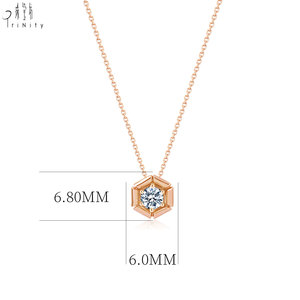 Collar exclusivo de estilo minimalista en oro sólido de 18 quilates con un solo diamante natural en forma de hexágono pequeño, regalo para mujer. - Product Image 4