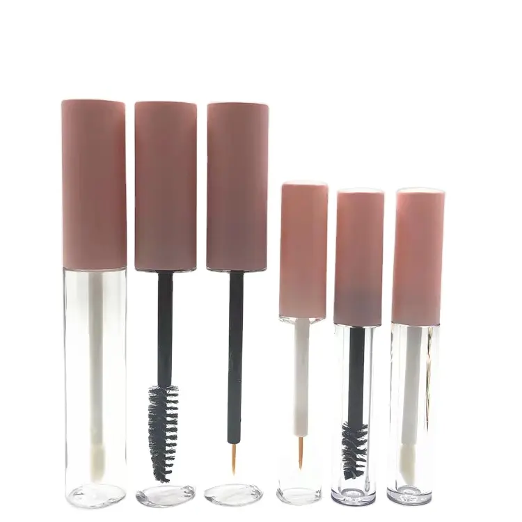Frasco de creme de rímel de plástico rosa, tubo de brilho labial cosmético líquido para crescimento de cílios, delineador vazio, 1.5ml, 5ml e 10ml