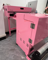 Mesin Printer DTF Pink A2 CMYK Tinta Putih Printer Transfer Film PET dengan Penggoyang Bubuk untuk Usaha Kecil