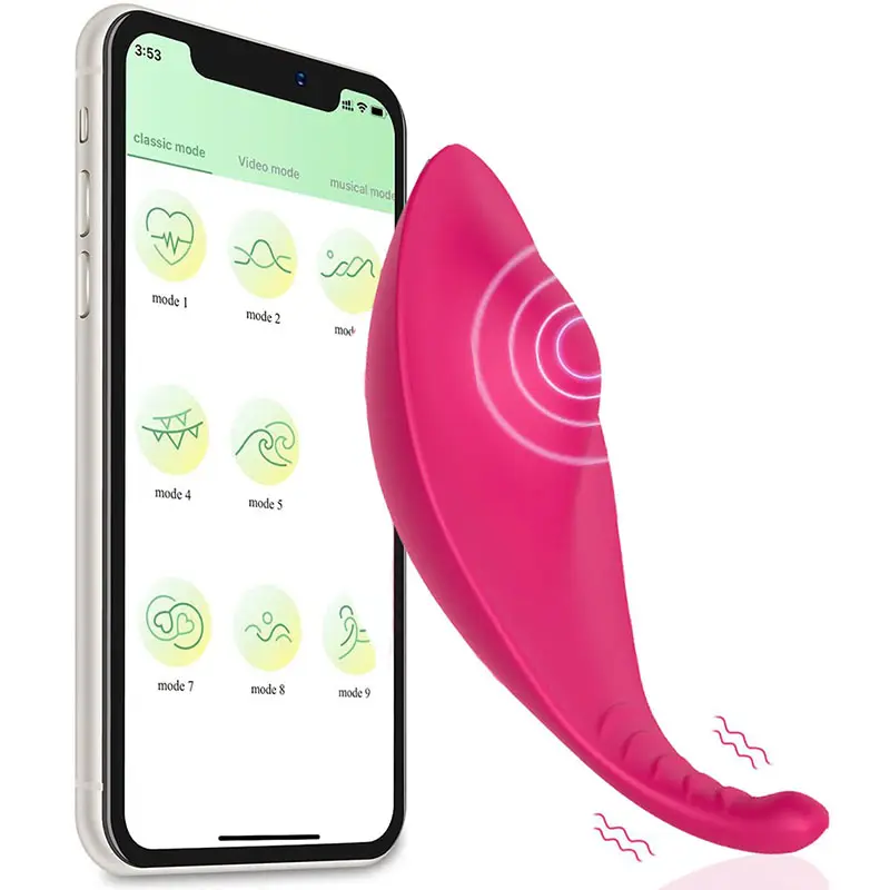 Celana dalam kupu-kupu tenang kontrol aplikasi Stimulator seks g-spot Vibrator klitoris dapat dipakai tidak terlihat untuk wanita