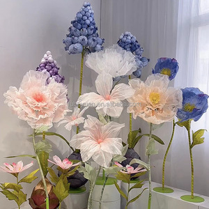 Décoration de scène de mariage F417, <span class=keywords><strong>fleurs</strong></span> géantes en tissu mobile, <span class=keywords><strong>fleurs</strong></span> artificielles en soie géantes en organza à ouverture et fermeture automatiques - Product Image 4