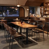 Ensemble table et chaises de style vintage américain pour café, en bois massif, table carrée pour restaurant, bar, restauration