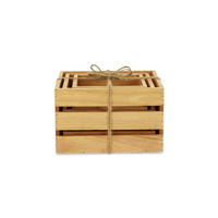 Caisse de rangement en bois en gros d'usine, couleur bois naturel, logo personnalisé, caisse à lattes empilable avec poignées, ODM OEM pour la décoration intérieure
