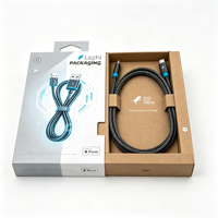 Boîtes en papier personnalisées avec fenêtre pour câble de données USB, boîte en papier pour étui de téléphone portable, emballage de chargeur avec crochet