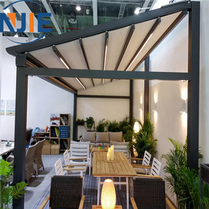 Pergola Motorizzata Retrattile con Telaio in Alluminio Impermeabile <span class=keywords><strong>per</strong></span> Esterni, <span class=keywords><strong>Copertura</strong></span> in Tessuto PVC 850g, Funzionamento Manuale, Autoportante e Resistente al Vento - Product Image 1