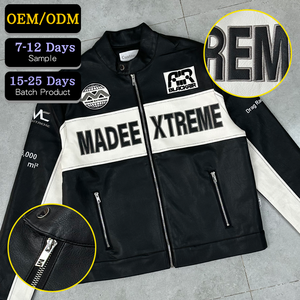 جاكيت رجالي كلاسيكي لسباق الدراجات النارية من الجلد الثقيل بتطريز مخصص من مصنعي الملابس الأصليين - Product Image 1