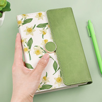 Carnet à trois volets à imprimé floral B6, journal personnalisable en papier épais avec couverture en PU, joli carnet de notes à fleurs pour étudiants et cadeaux