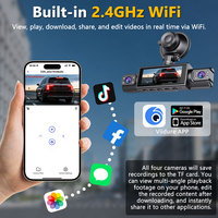 Caméra de tableau de bord de voiture 3,18 pouces IPS HD 1080P, 4 caméras, Wifi, caméra de tableau de bord avant et arrière, 4 objectifs