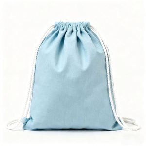 Custom Print Colorful Cotton <b>Drawstring</b> Backpack Reusable <b>Canvas</b> Folding Shopping <b>Bag</b> - Product Image 3