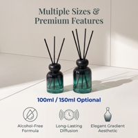 Diffuseur de parfum NOVA 150 ml en verre sans BPA, sans alcool, longue durée, artisanal, écologique, logo personnalisé, parfum d'ambiance