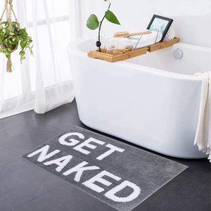 Alfombra de <span class=keywords><strong>Baño</strong></span> Divertida y Bonita FIGOO-Naked, Alfombra Suave y Esponjosa con Diseño de Arcoíris Azul, Decoración para Ducha, Alfombra Lavable Antideslizante con Diseño de 'Get Naked' - Product Image 2