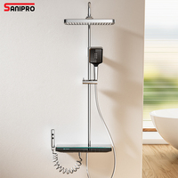 SANIPRO Intelligent Affichage Numérique Salle De Bains Système De Douche En Laiton Pluie Baignoire Robinet Robinet Smart LED Piano Bouton Ensemble De Douche
