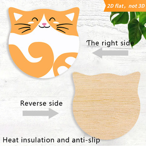 ที่รองแก้วไม้ลายแมวพร้อมลายพิมพ์สัตว์แสนสนุก - Product Image 3