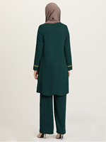 Tenue islamique pour femmes, tunique à manches longues et sequins, ensemble de pantalons à jambes larges, caftan de Dubaï, hijab turc musulman, vêtements pour femmes
