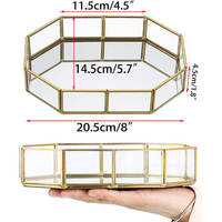 Plateau miroir doré octogonal en verre, organiseur de maquillage, plateau décoratif pour parfums et cosmétiques, idéal pour centre de table de mariage