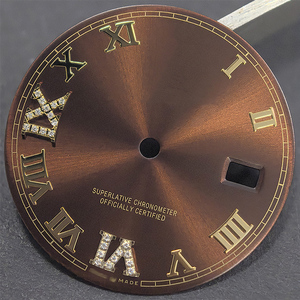 Quadrante per Orologio Aftermarket da 27,8mm, con Pietre Moissanite sui Indici <span class=keywords><strong>VI</strong></span> e IX, Compatibile con Cassa da 36mm 16233 16013, per Movimento Meccanico 3135 - Product Image 3