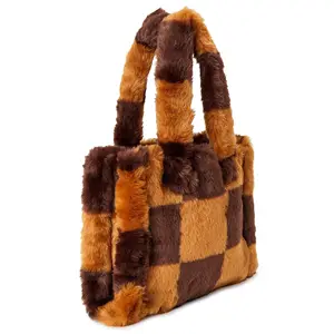 Winter Fur Plush Soft Small Fleece Teddy Sherpa Tote Bag Fluffy Handbag For Ladies