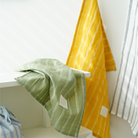 Essuie-tout de cuisine en coton et lin rayé, doux, absorbant, réutilisable, sans peluches, avec boucle de suspension pour le nettoyage domestique