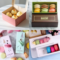Boîte à biscuits en carton pliable avec logo imprimé personnalisé, laminage mat, pour boulangerie, pain, macarons, en-cas, biscuits