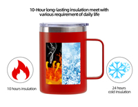 Logo personnalisé Camping Voyage Gobelet à revêtement en poudre 12oz 14oz Tasse à café isolée à double paroi en acier inoxydable avec poignée