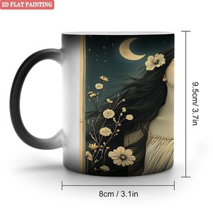 Mug en céramique à changement de couleur 11oz Noir givré Tasse vierge pour sublimation Souvenir de festival - Product Image 1