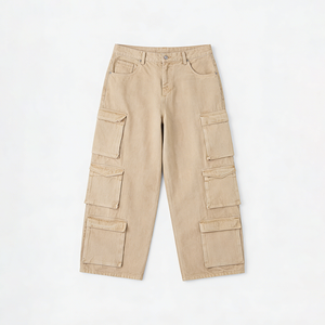 Pantalon cargo utilitaire personnalisé pour homme, multi-poches, coupe ample, jambe large, effet vintage, respirant, écologique, <span class=keywords><strong>jean</strong></span> décontracté pour l'extérieur - Product Image 3