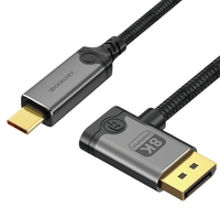 Câble USB-C vers DisplayPort coudé gauche/droite 8K 60Hz compatible Thunderbolt 3/4 pour MacBook, Huawei, Air Projector