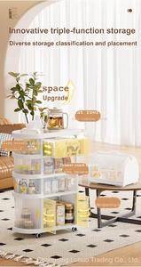 Xách Tay Bánh Có Thể Gập Lại Nhựa Ngăn Kéo Lưu Trữ Xe Đẩy Cán Giỏ Hàng Với Nhiều Lớp Cho Nhà Văn Phòng Vườn ZG-551222T - Product Image 4