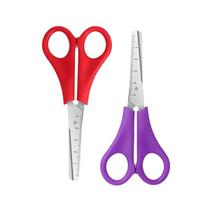กรรไกรเด็กสแตนเลส 13 ซม. ด้ามจับพลาสติกสีแดง เครื่องมือตัดกระดาษแบบพกพาสำหรับนักเรียน - Product Image 4
