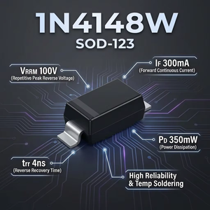 1N4148W SOD-123 100V 150mA Componente Electrónico de Circuito Integrado de Montaje Superficial para Conmutación de Señales Pequeñas 1N4148WTR 1N4148W SOD-12 - Product Image 3