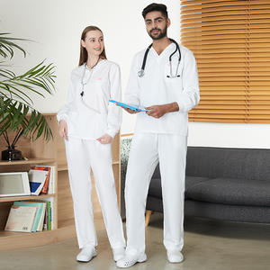 Modèle d'étiquette de logo tissu haut de gamme personnalisé unisexe Niaahinn bleu marine extensible ensembles d'uniformes médicaux - Product Image 5