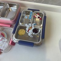Dessin animé licorne conception mignon 3 grilles en acier inoxydable isolé thermique Bento boîte à lunch pour les enfants de l'école scellé Tiffin nourriture